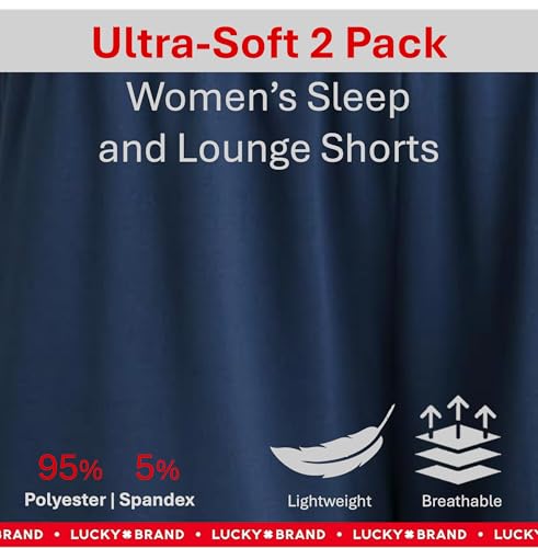 Image of Lucky Brand Women's Pajama Bottoms - Ultra-Soft 2 Pack Sleep and Lounge Sweat Shorts, Cortos de Pijama para Mujer