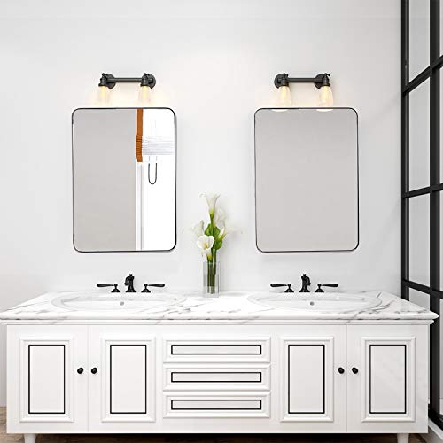 image for ANDY STAR Polished Nickel Mirror for Bathroom, 22”x30” Silver Meta