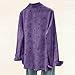 Heart Print Blouses for Women Roll Up Long Sleeve V Neck Collared Shirts Cotton Linen Fashion Dressy Tops Purple