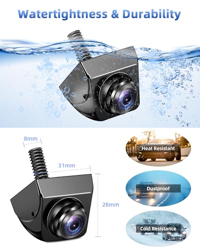 Image of AHD 1080P Backup Camera 【180 Wide View Angle】 Reversing Rearview Camera Adjustable Angle Night Vision IP69 Waterproof Front /Side /Rear View Camera for Universal Car Vehicle SUV Trucks RV