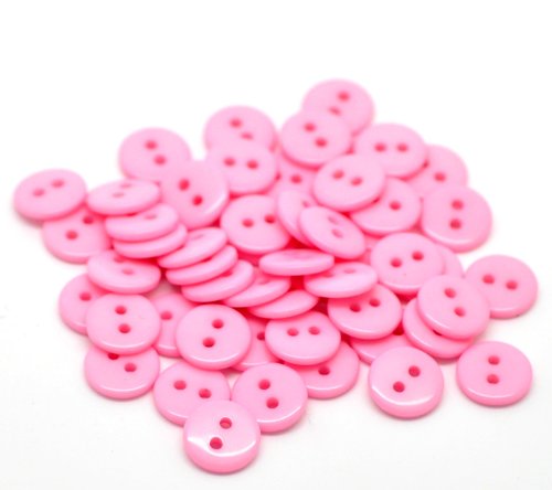 1000 x Pink Round 2 Hole Sewing 11mm Buttons for Clothing Knitting, Crafts, Scrapbooking, etc