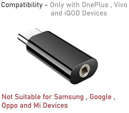 Image of Realme USB-C to 3.5mm Headphone Jack Adapter | Type-C to AUX Audio Converter for OnePlus, Xiaomi, Realme, Vivo (NOT for Samsung /iPad /Pixel) - Black