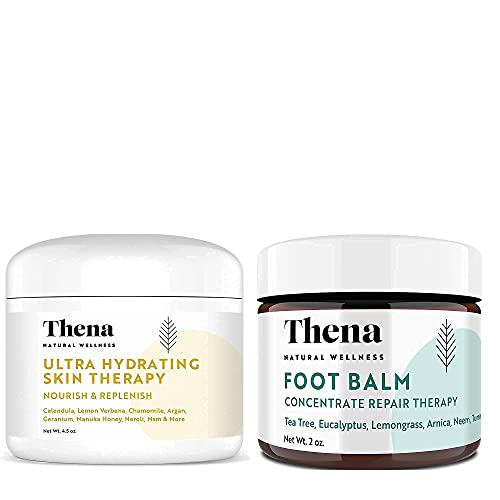 THENA Ultra Hydrating Skin Cream for Eczema Psoriasis Dry Skin and Tea Tree Oil Antifungal Cream Extra Strength Bundle