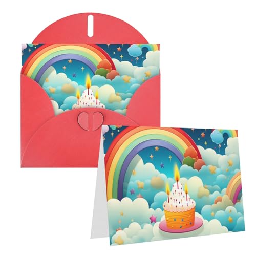 QMNEHJ グリーティングカード サンキューカード 封筒付き ブランクノートカード 4x6インチ バースデーカード レインボー 誕生日 ウェディングカード お悔やみカード おもしろい 思考カード あらゆる機会に