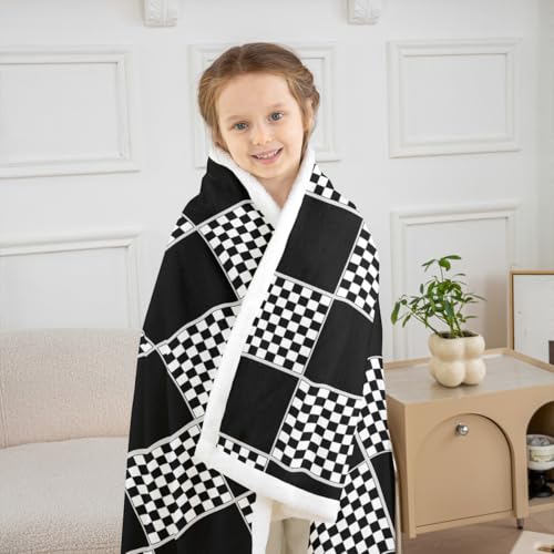 Image of Erosebridal Initial Letter C Sherpa Blanket Pink and White Checkered Fuzzy Plush Throw Cute Monogram Plaid Fleece Blanket for Kids Girls Women,Kawaii Gingham Grids Decor for Bed Couch 40 inchx50 inch