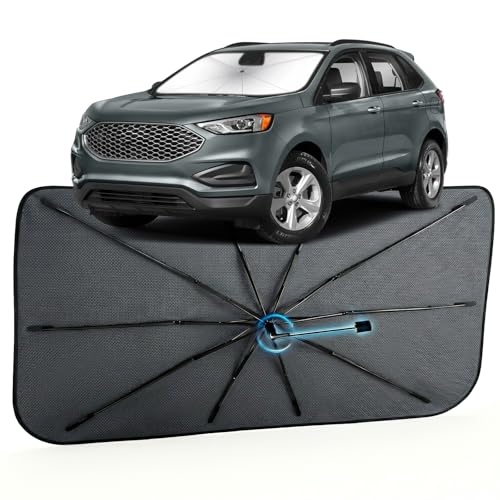 Image of Car Windshield Sun Shade for Ford Edge 2015-2026 -[Reflective Coated Fabric] Sunshade Umbrella for Front Window, Car Shades Sun Visor Keep Car Cool and Protects Interior, 1:1 Exact Fit