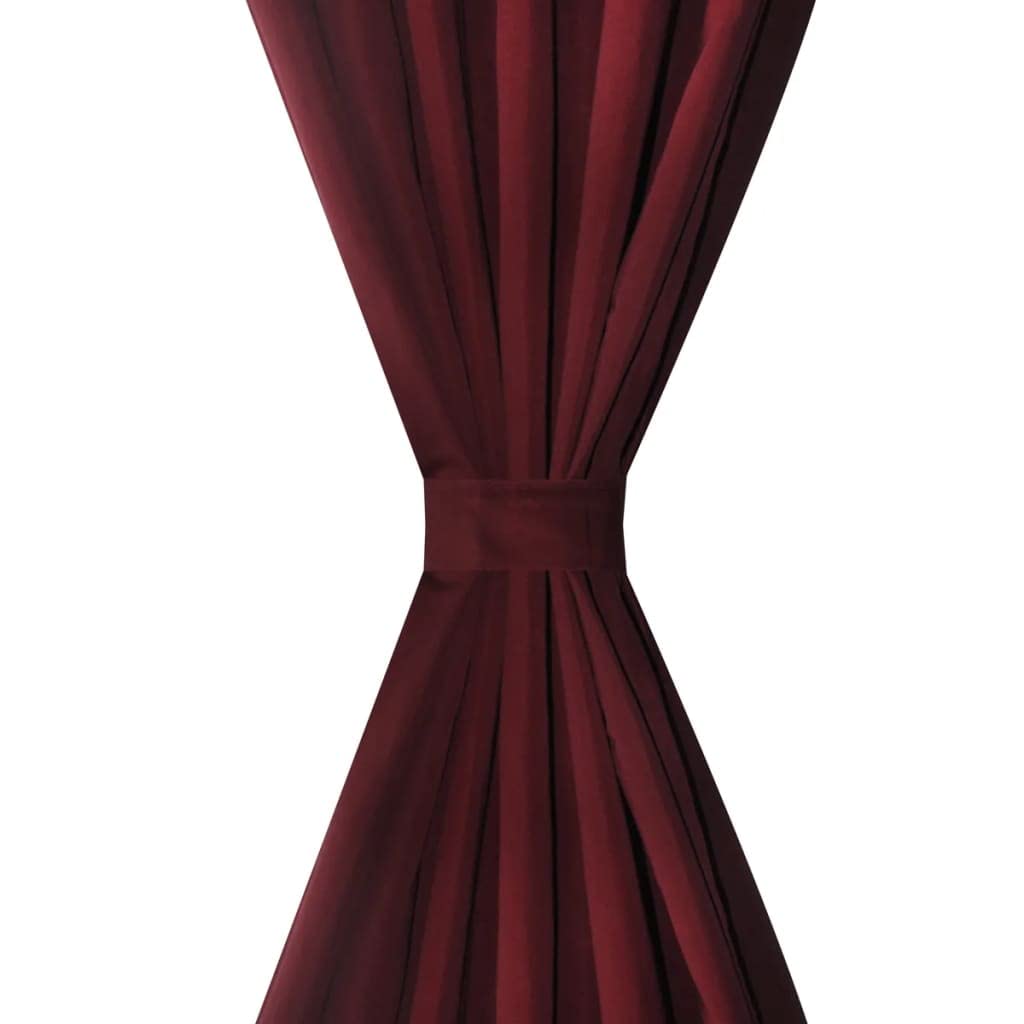 Vorhänge Gardinen aus Satin Dunkelrot 2-teilig 140 x 225 cm mit Schlaufen und Bändern, Blickdicht und Sonnenschutz, ideal für Wohnzimmer Schlafzimmer Büro und Fensterdeko