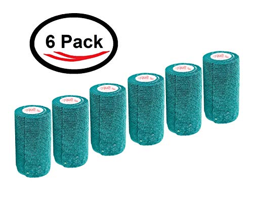 Image of 4 Inch Vet Wrap Tape Bulk (Hunter Green) (Pack of 6) Self Adhesive Adherent Adhering Flex Bandage Grip Roll for Dog Cat Pet Horse