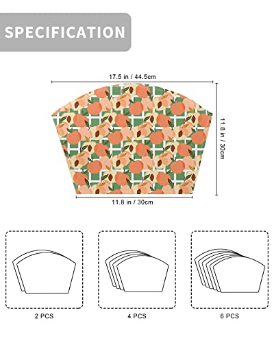 Spring Summer Wedge Shaped Placemats For Dining Table Set Of 2, Watercolor Peach Simple Style Round Table Placemats Washable Table Mats For Kitchen Farmhouse Hotel #TOP3