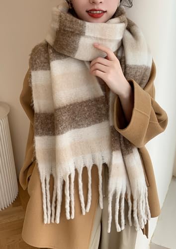 Wander Agio Winter Women Warm Scarf Long Shawl Large Scarves Cold Weather Thicker Blanket Wrap Colour Plaid Stripe4