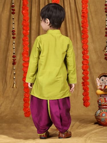 Image of POLKA TOTS Pure Cotton Traditional Dhoti Kurta Set for Baby Boys, Toddlers & Kids | Soft and Breathable Cotton Ethnic Dress for Festivals and Weddings | Traditional Elegant Indian Festive Clothing