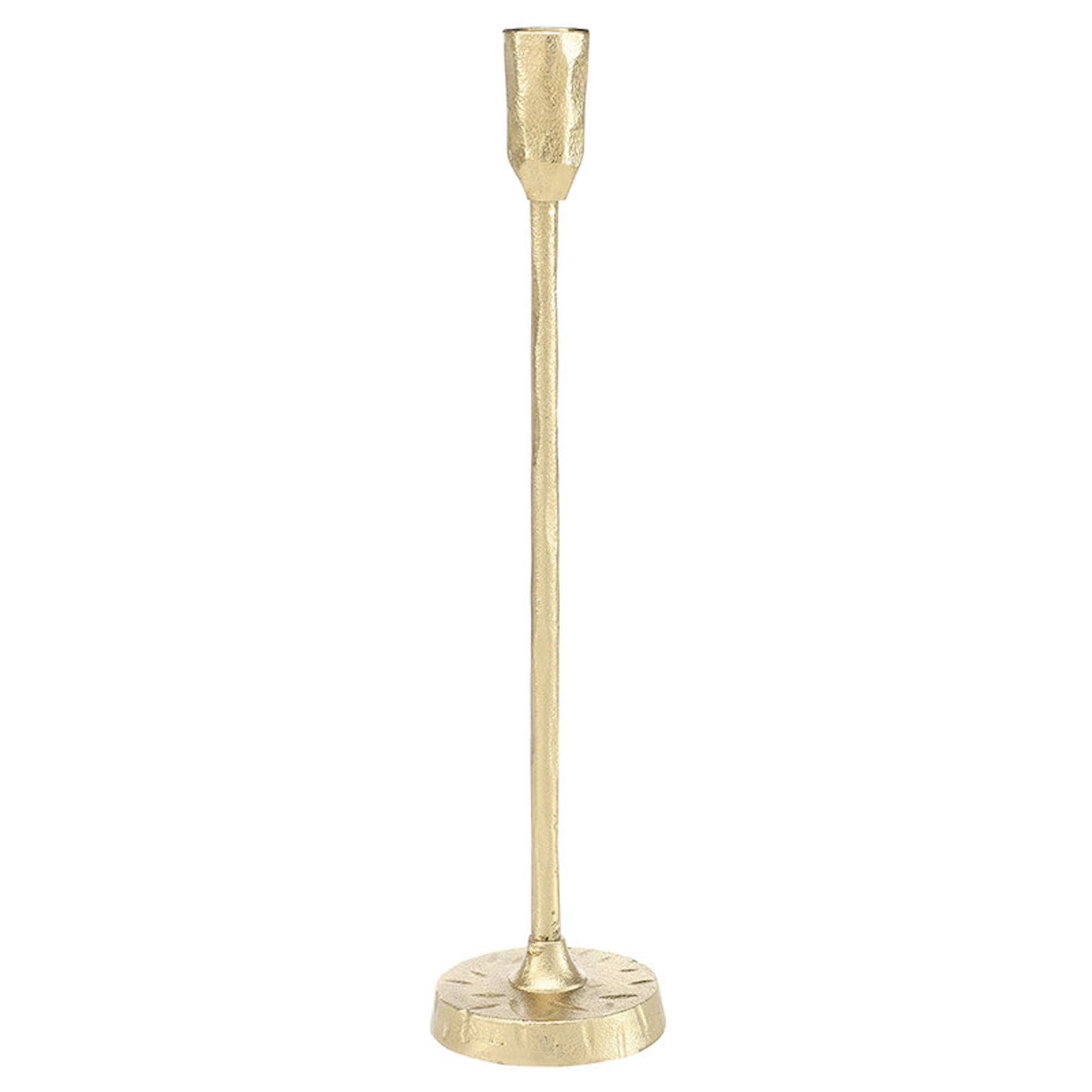 Santa Barbara Design Studio Candleholder Hammered Aluminum Taper Candle Holder, Gold, Large - 15" Tall