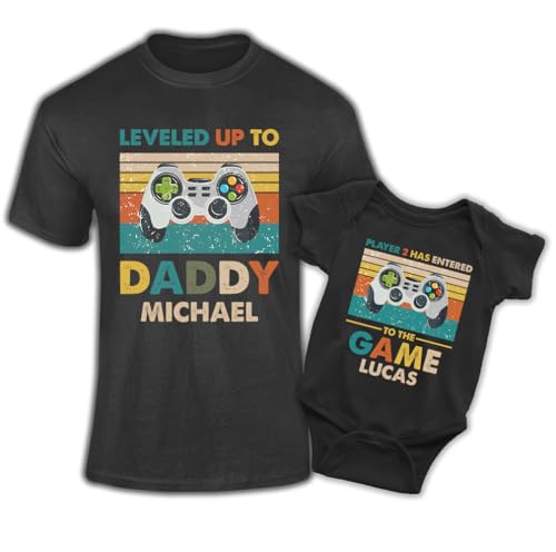 Gearpenguin First Father's Day Outfits Daddy and Baby Boy-Girl Shirt 1st Fathers Day Present for New Dad