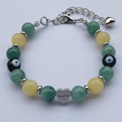 Image of DOLON Handmade Crystal Beaded Heart Charm Bracelet for Daughter Adjustable Birthday Christmas Jewelry Gift from Mom Dad