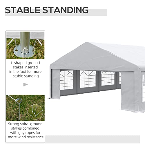 image for Outsunny 23' x 39' Heavy Duty Party Tent & Carport with Removable Side
