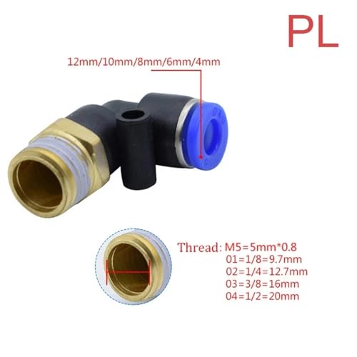 Conector neumático codo PL 6-M5 soluciona torsión de mangueras de aire 7