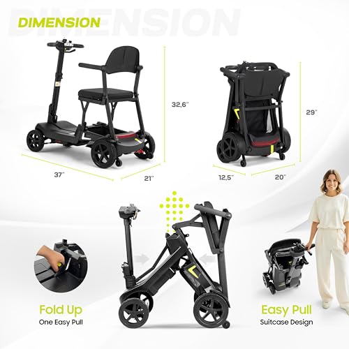 DECOMIL Aviro S1 Lightweight (39 lbs) Foldable Mobility Scooter for Adults – 20-Mile Range, Dual 10Ah Lithium Battery, 270W Motor, 20-Mile Range, 265 lbs Capacity, All-in-One Design