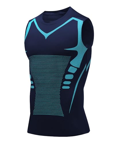 Image of Compression Shirt Men Slimming Body Shaper Vest Crewneck Workout Tank Top | Tummy Control Undershirts, Gynecomastia Compression Shirts, Back Support, Sleeveless Muscle Shirts, Shaping Tank Top