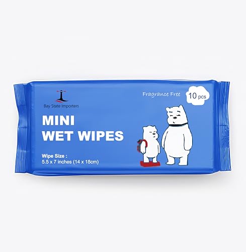 Image of Mini Flushable Wipes Travel Size - 80 Biodegradable Disposable Wet Wipes - Compact Travel Flushable Wipes for Purse, Backpack, and Airplane Travel - Wipes (8 Packs of 10)