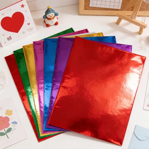 Feuilles de papier métallisé épaisses anti-gondolement pour projets d'école - 2