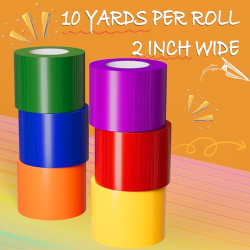 Image of SWRT 12-Pack Rainbow Colored Duct Tape 10 Yards x 2 Inch Heavy Duty, Waterproof Color Duct Tape Tear by Hand, Strong Adhesion No Residue for DIY, Packing, Marking and Arts & Crafts