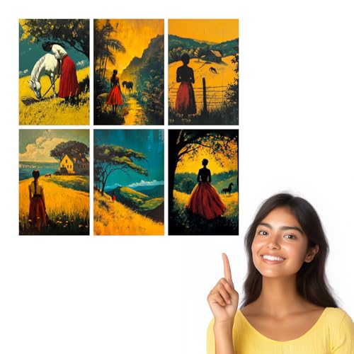 Image of SiddArtify Vintage Farmhouse Wall Art Prints Set - Equestrian Landscape Poster Decor for Living Room Bedroom - 12x18 inch Board Pack of 6