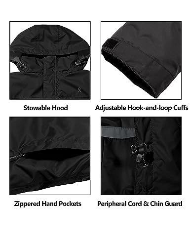 Little Donkey Andy Men's Long Waterproof Rain Jacket with Hood Lightweight Rain Shell for Hiking3