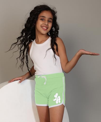 Image of KYDA KIDS Girls 100% Pure Cotton Printed Shorts | Regular Fit Soft Breathable Summer Wear | Multicolor Kids Shorts (Pack of 3)