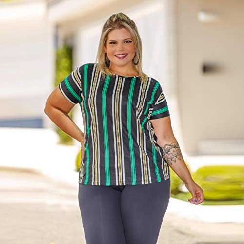 Blusa Feminina Plus Size Social Festa (Estampa03, G1-48/50) XJ063021