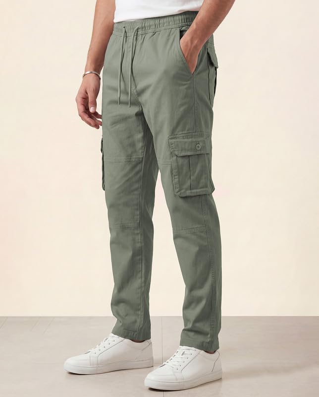 Image of WarriorWorld Men's Cotton Cargo Joggers - Greige