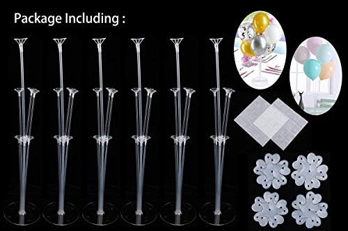 GORVELL 6 Set Table Balloon Stand with 42 Sticks 42 Cups and 6 Flower Stand Base,Table Centerpiece Decorations for Graduation/Wedding Birthday Baby Shower Party