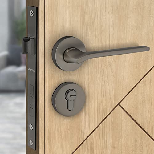 Image of Plantex Fully Brass Door Lock with 3 Years of Warranty /Main Door Lock for Home /Mortise Lock for Door - Main Door Lock Set (Sumer-3037, Satin Black Matt)