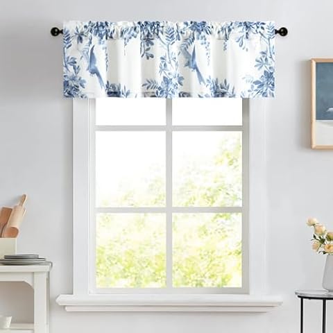 Leeva Elegant Bird & Plants Valance Curtains Cover