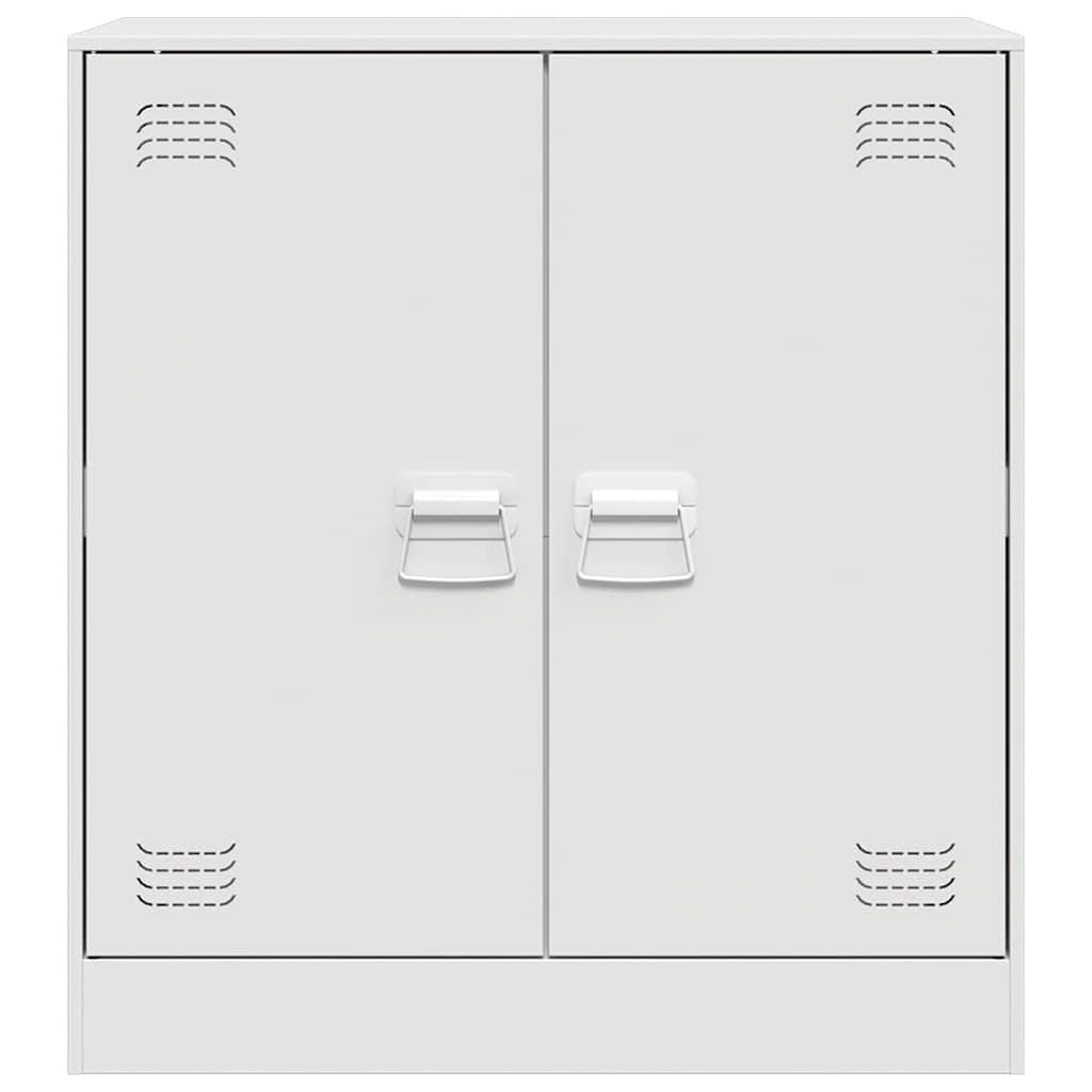 Credenza bianca, 67 x 39 x 73 cm, in metallo, con 2 ante