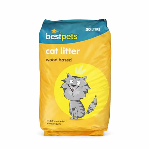 Bestpets Wood Pellet Cat Litter 30L – Natural Biodegradable Dust Free Kitty Litter with Strong Odour Control & High Absorbency – Absorbent Wood Pellets Suitable for Cats and Rabbits