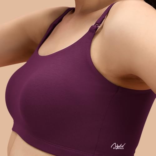 Image of NYKD (NYB165 Cotton Non Padded & Non Wired Full Coverage Slip On T-Shirt Bra for Women | Easy Breezy Soft Fabric with Hidden Shaper Sling for No Side Bulge & Detachable Strap