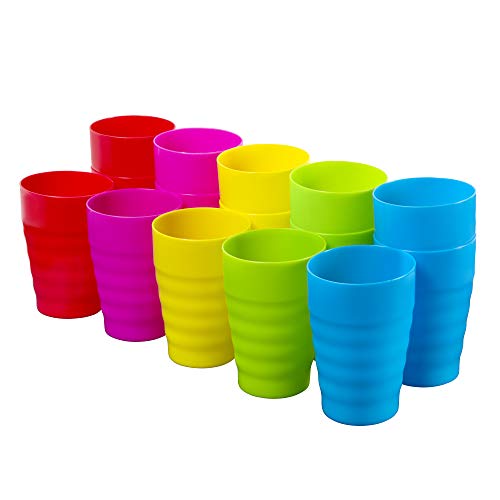 Plaskidy Kids Cups - Set of 15 Reusable Plastic Cups- 15 oz Drinking