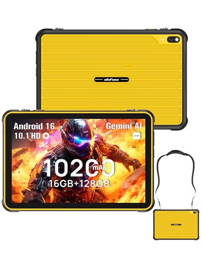 Ulefone Rugking Pad 2 Pro Outdoor Tablet Android 16 eSIM 16+128GB/2TB 10200mAh Rugged Tablet 10.1 8+48MP Tablet 90Hz IP68/IP69K Wasserdicht Stoßfest Dual SIM 4G/2.4G/5G WiFi/GPS/NFC/OTG Gelb
