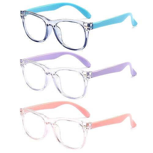 3 Pack kids Blue Light Blocking Glasses for girls boys Computer B...