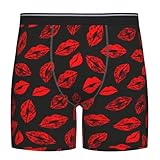 YSBKN Red Lips Black Background Mens Underwear Stretch Breathable Boxer Briefs Novelty Gifts Large