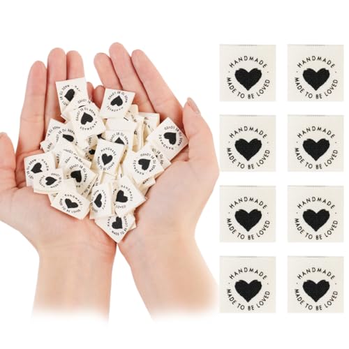 YAWIKO 100pcs Sewing Labels for Handmade Items with Love Durable Crochet Tags Handmade Tags for Crochet Knitting Projects for Hats Beanies Scarves & More (White)