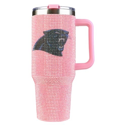 Image of The Memory Company Officially Licensed 40oz Pink Bling Game Day Tumbler, Carolina Panthers