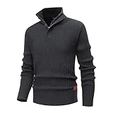 Ce pull-over pour homme est doté d'une encolure à double épaisseur avec demi-zip et boutons et d'un col montant, ce qui fait de ce pull-over chaud en maille fine un vêtement polyvalent