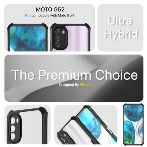 Image of Outlouders Back Cover for Motorola Moto G52 / G82 5G | Ultra Hybrid Transparent | Full Camera Protection | Raised Edge | Crystal Clear Bumper Case (Black)