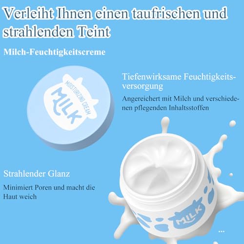 Milk Skincare Set Geschenke Für Mädchen, Gesichtspflege Set & Teenager Mädchen Geschenke, Reiseset Skin Care Set & Hautpflege Geschenkset Frauen mit Creme,Serum,Augencreme,Gesichtsmaske, Bürste(9pcs)
