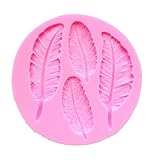 Wocuz W0105 4 Kinds of Feather Pattern Silicone Candy Fondant Chocolate Accessory Mold for Cake Decoration
