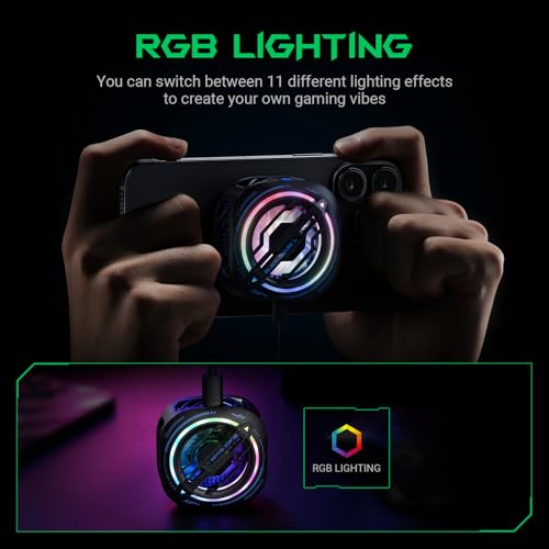 Image of Black Shark Magnetic Cell Phone Cooler, RGB Phone Cooling Fan Portable Lightweight Mobile Phone Cooling Fan, Phone Radiator with Larger Cooling Area for Phone /Tablet /IPad (Black), 6 x 6 x 6 Cm