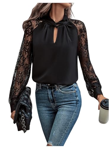 BRUSHED LACE VOLUME SLEEVE BLOUSE ブラック S BRUSHED LACE VOLUME SLEEVE BLOUSE（シャツ/ブラウス）｜Ameri