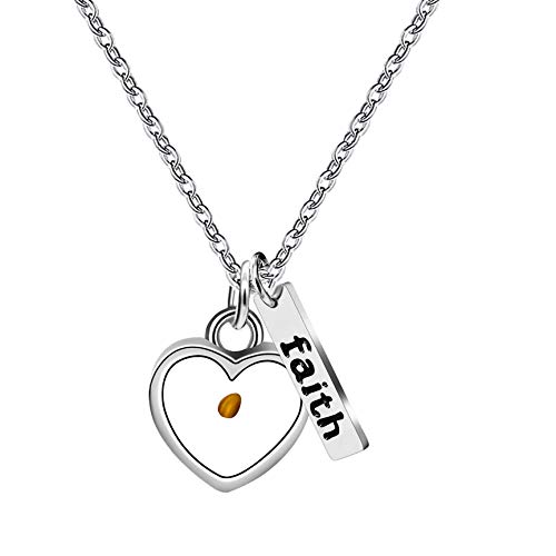 Uloveido The Amulet of Faith Mustard Seed Love Heart Pendant Necklace,Stainless Steel Charms
