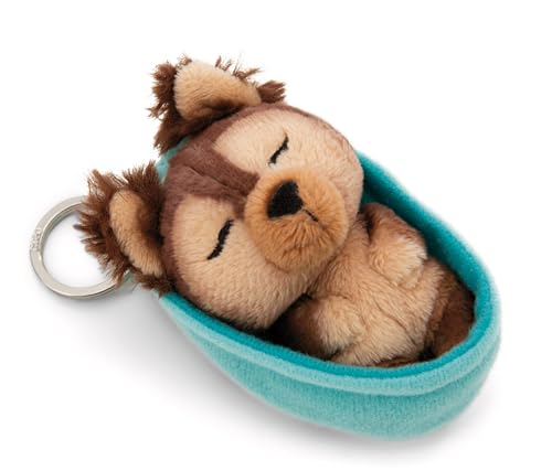 NICI Schlüsselanhänger Sleeping Pets Hund Yorkshire Terrier 8cm in Körbchen - braun - Treuer-Begleiter für Rucksack oder Tasche, Schlüsselhalter für klein und Groß | 61605